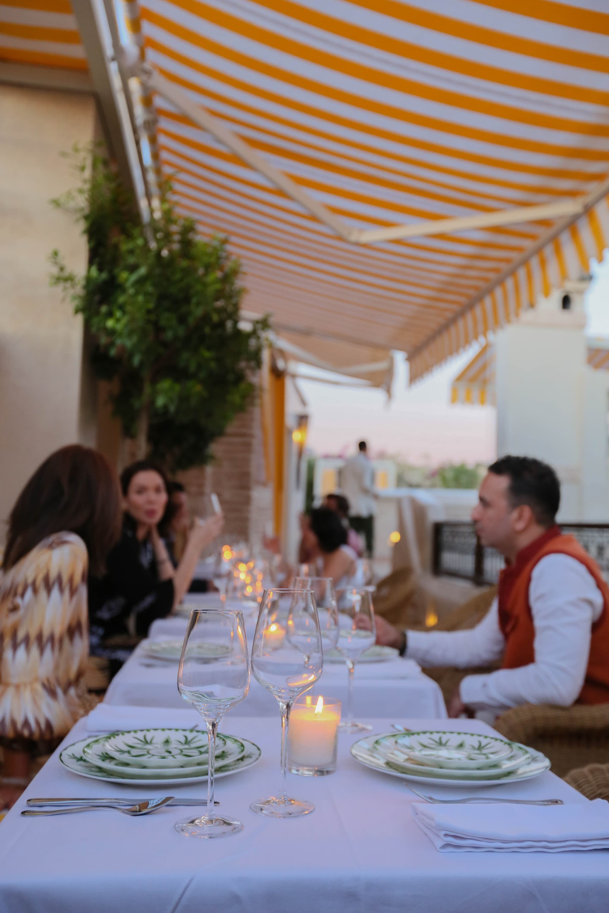 Rooftop terrace dinner at Riad Sa'eed with candlelight and fine dining