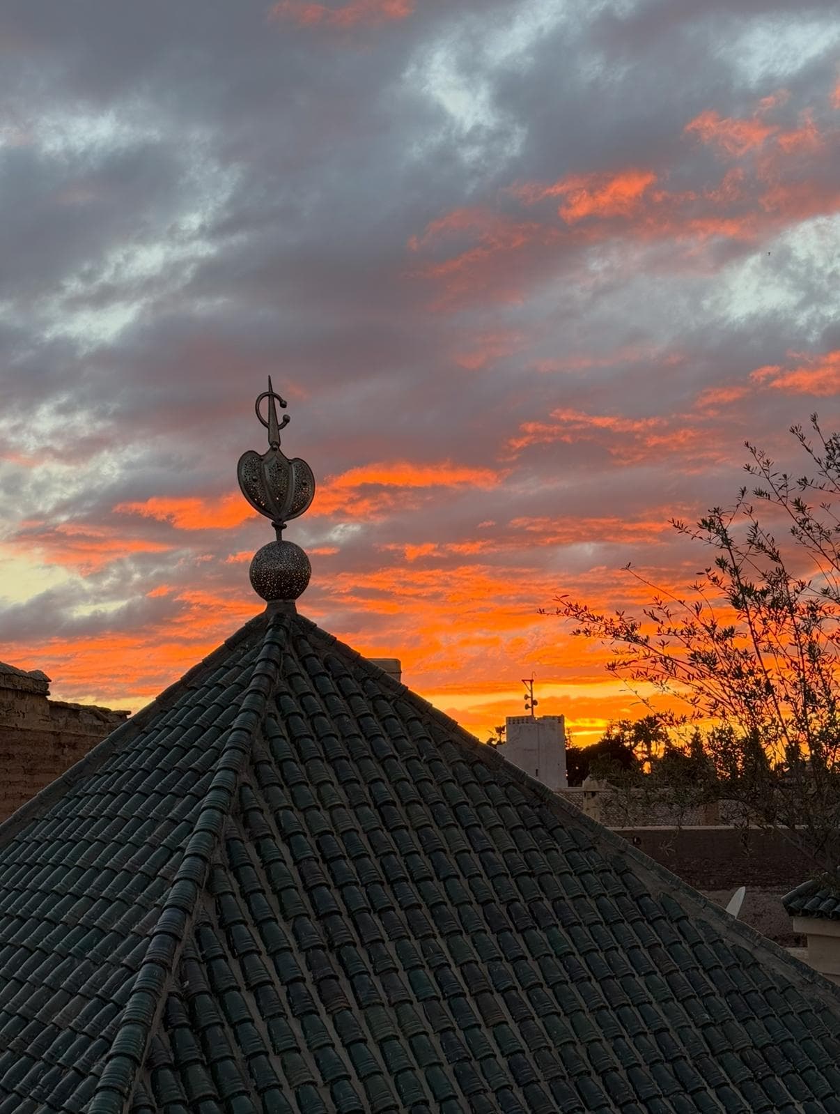 Marrakech medina rooftop view at sunset from Riad Sa'eed